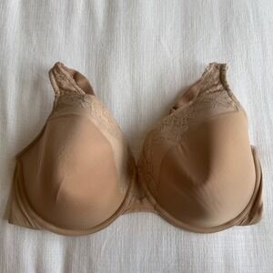 Olga Luxury Lift Bra 40DD Beige Lace Trim Full Coverage‎ Underwire Comfort
